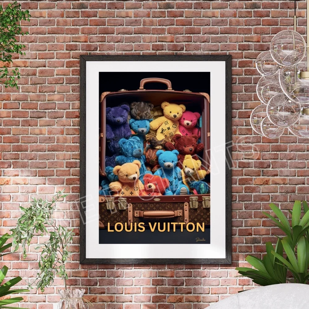 LOUIS VUITTON TRUNK ART TEDDY BEARS PRINT 11X17 BY THE ARTIST DENARDAI